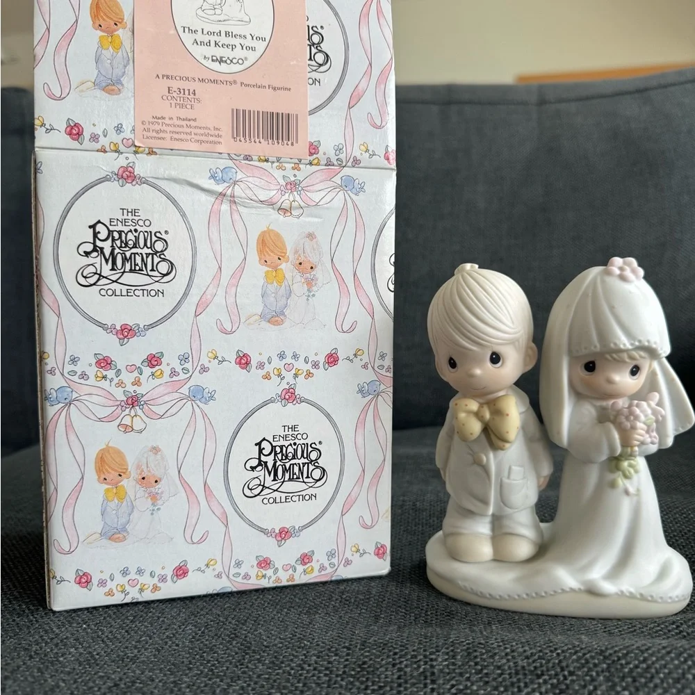 Precious Moments White and Cream Wedding Cake Topper